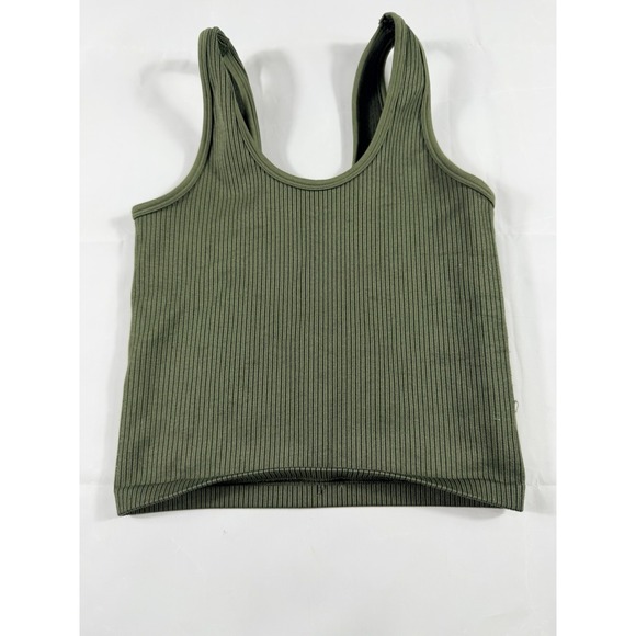aerie Tops - Aerie OFFLINE Ribbed Stretch Tank Top Green XS Athletic Fit Scoop Neck